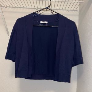 Blue Navy Crop top short sleeve cardigan [Size M]